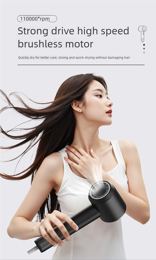h21 professional hair dryer – 100,000 rpm ionic fast drying with smart temperature control & magnetic nozzles