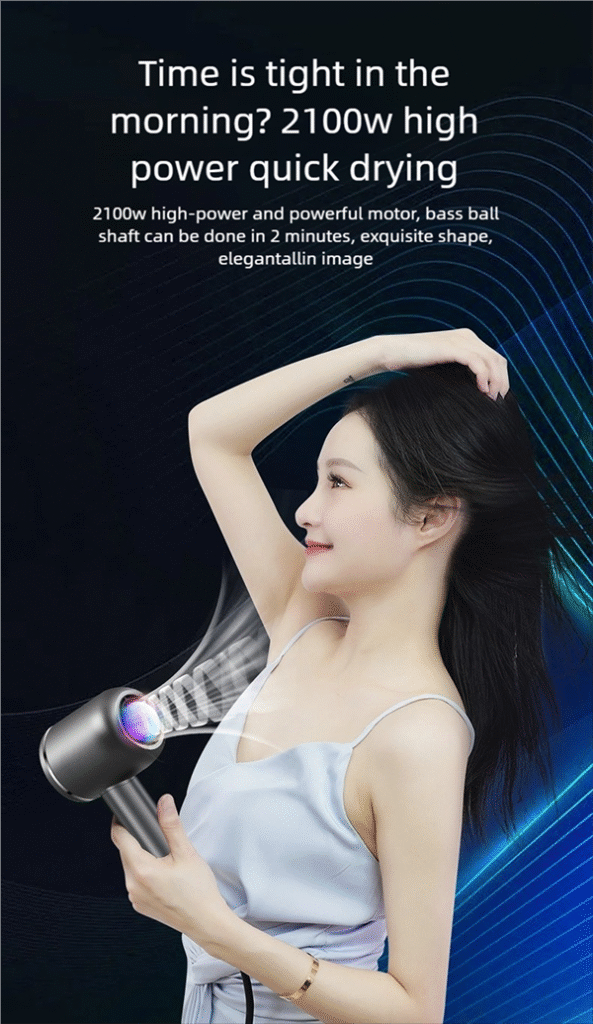 gw h13 silent hair dryer – professional 120,000 rpm ionic care with reverse cleaning & ultra quiet design