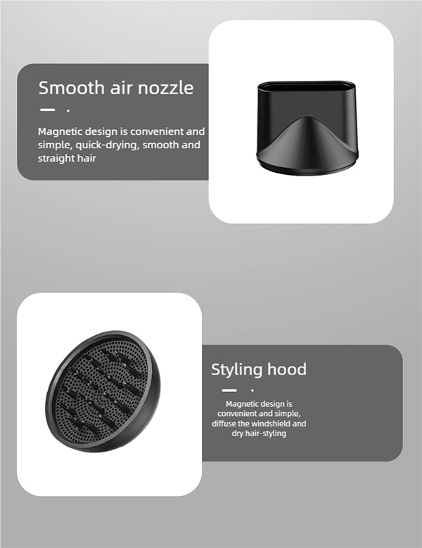 h21 professional hair dryer – 100,000 rpm ionic fast drying with smart temperature control & magnetic nozzles