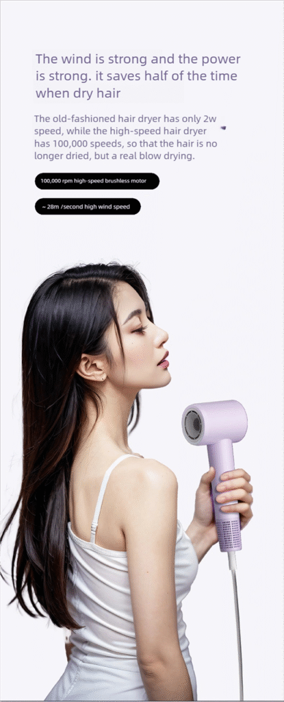 h15 high speed hair dryer: 110,000 rpm salon performance with intelligent temperature care & ultra quiet drying