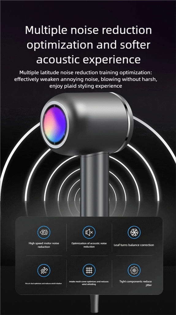 gw h13 silent hair dryer – professional 120,000 rpm ionic care with reverse cleaning & ultra quiet design