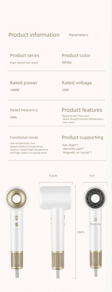 professional high speed hair dryer – 100 million negative ions, 21 modes & frizz free shine