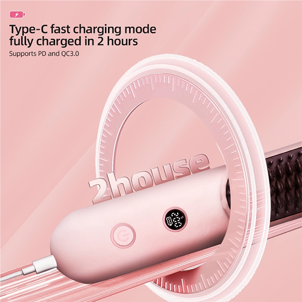 wireless hair straightening comb, negative ion hair care, portable straightener brush for frizz free hair