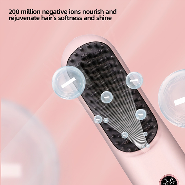 wireless hair straightening comb, negative ion hair care, portable straightener brush for frizz free hair