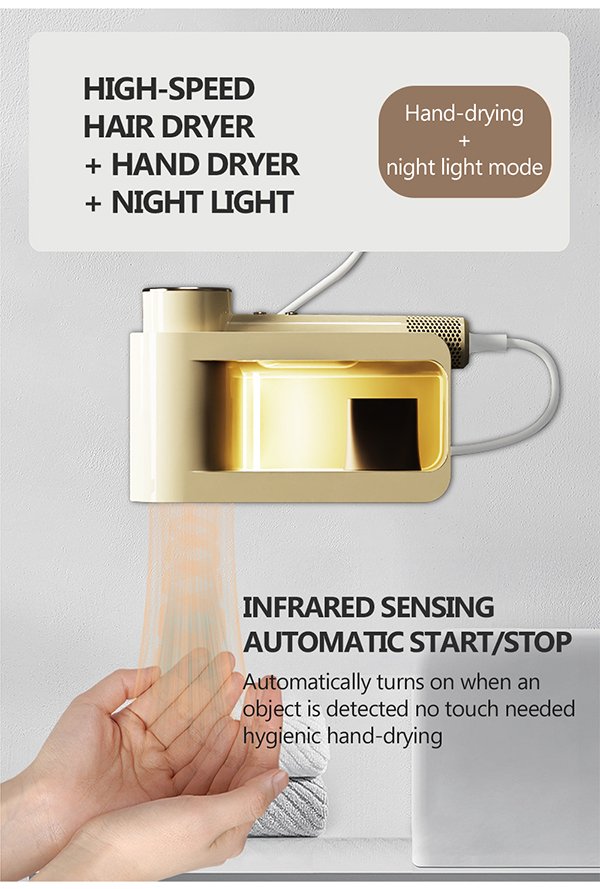 gf 06 pro hair dryer: 2 in 1 hair & hand dryer with intelligent care