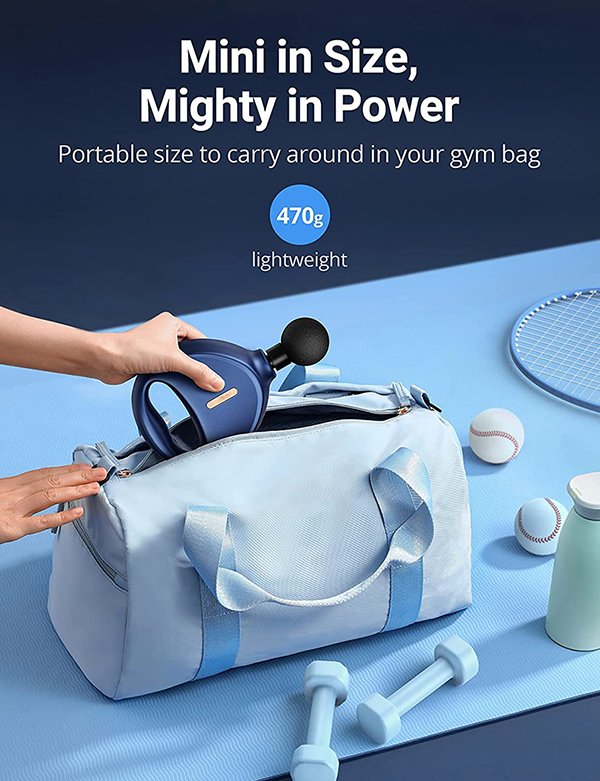 m6 mini massage gun 2600mah portable deep tissue percussion massager, 4 speed levels(1800 2600rpm)