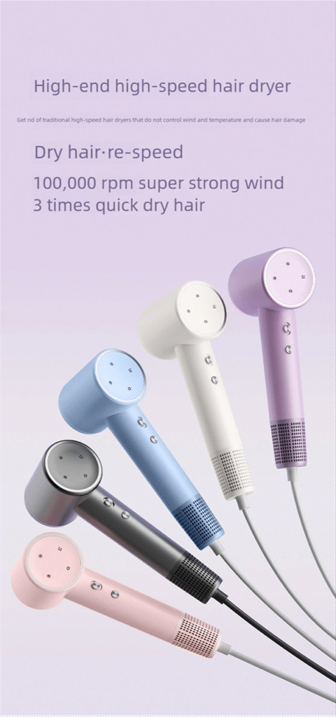 h15 high speed hair dryer: 110,000 rpm salon performance with intelligent temperature care & ultra quiet drying